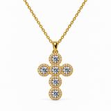 Crystal cross j01 — σταυρός με στρογγυλές πέτρες και κυκλικά περιγράμματα